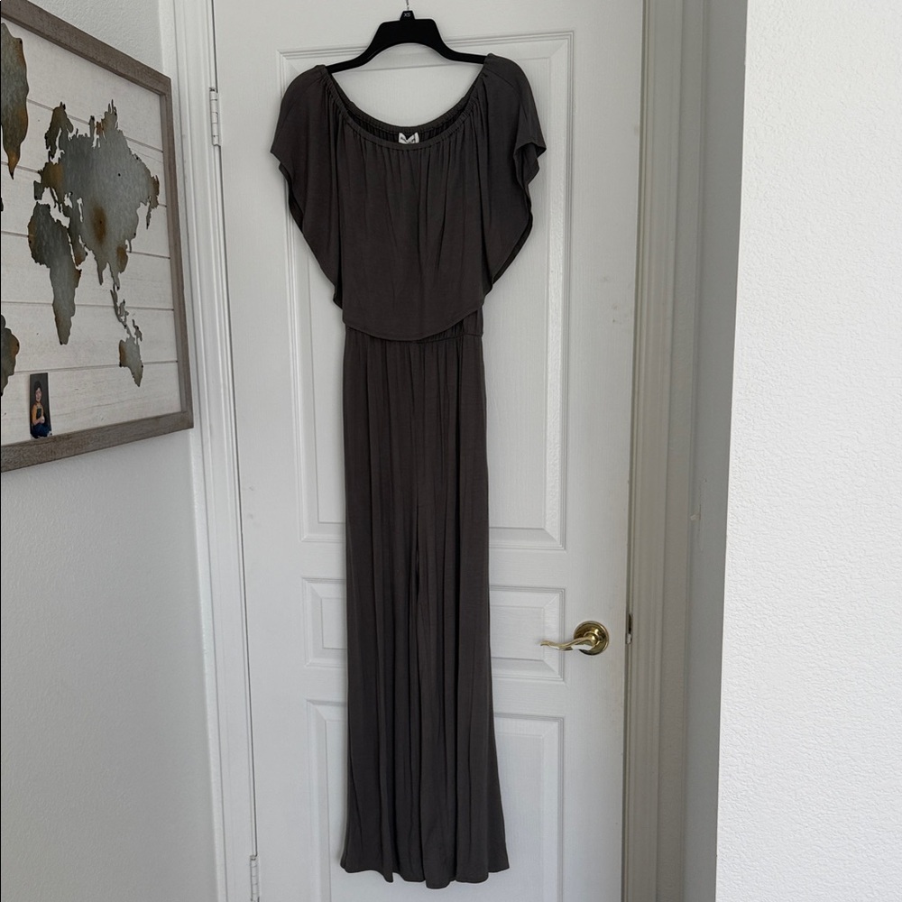 Sugarlips Charcoal Jumpsuit with Draped Bodice